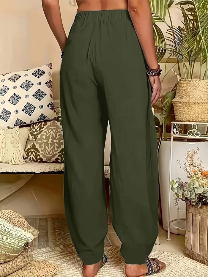 4pcs Women's Lightweight Harem Pants – Elastic Waist, Loose Fit with Pockets (Multi-Color) - Image 10