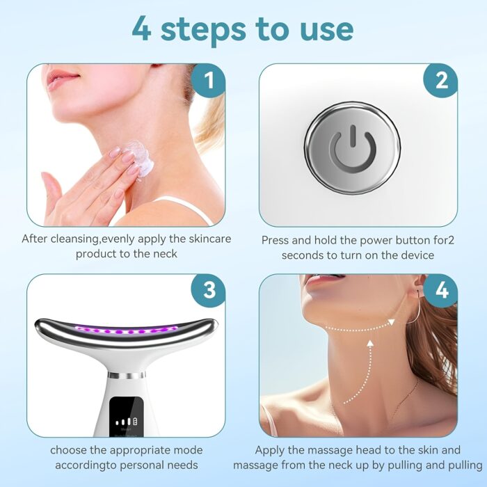 7-Color Neck & Facial Massager – USB Rechargeable LED Skincare Tool with Vibration - Image 9
