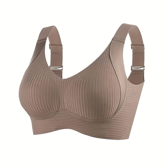 4pcs Seamless Wireless Bras – Full Coverage, Anti-Sag Lift, Ribbed Nylon (Beige/Nude) - Image 10