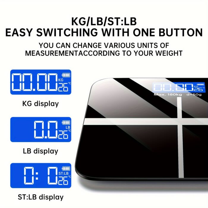 High-Precision Digital Bathroom Scale – 396lb Capacity, LCD Display, KG/LB Switchable - Image 6