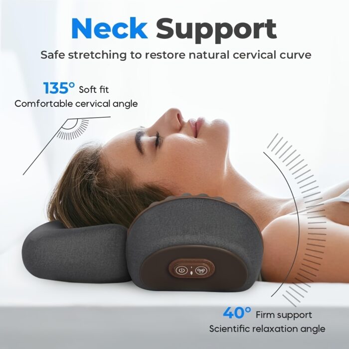 Heated Ergonomic Neck Pillow – Contoured Design, Thermostatic Heating & 3 Vibration Modes (Gray) - Image 5