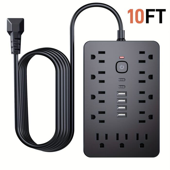 17-in-1 Surge Protector Power Strip – 11 AC, 4 USB, 2 Type-C, Flat Plug Design - Image 9