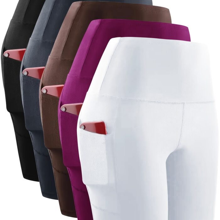 5pcs High-Waisted Workout Shorts – 6" Length, Pocketed, Soft Tummy Control for Yoga & Running - Image 12