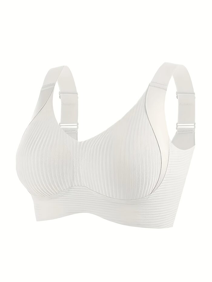 4pcs Seamless Wireless Bras – Full Coverage, Anti-Sag Lift, Ribbed Nylon (Beige/Nude) - Image 5