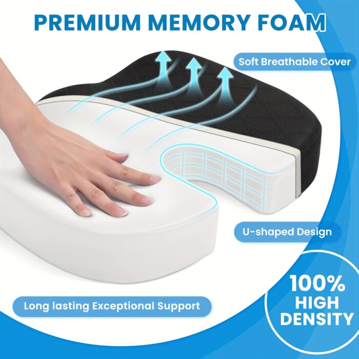 Ergonomic Memory Foam Seat Cushion – U-Shaped Tailbone Support for Office & Car Use - Image 10