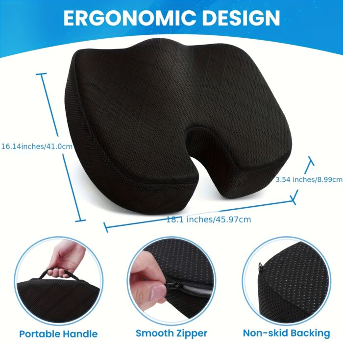 Ergonomic Memory Foam Seat Cushion – U-Shaped Tailbone Support for Office & Car Use - Image 6