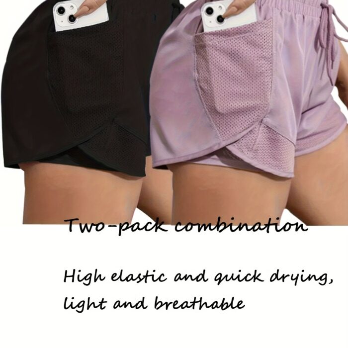 2pcs Women’s Sports Shorts Set – High-Waist, Quick-Dry & Breathable for Yoga & Running - Image 9