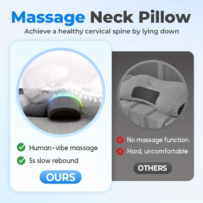 Heated Ergonomic Neck Pillow – Contoured Design, Thermostatic Heating & 3 Vibration Modes (Gray) - Image 9