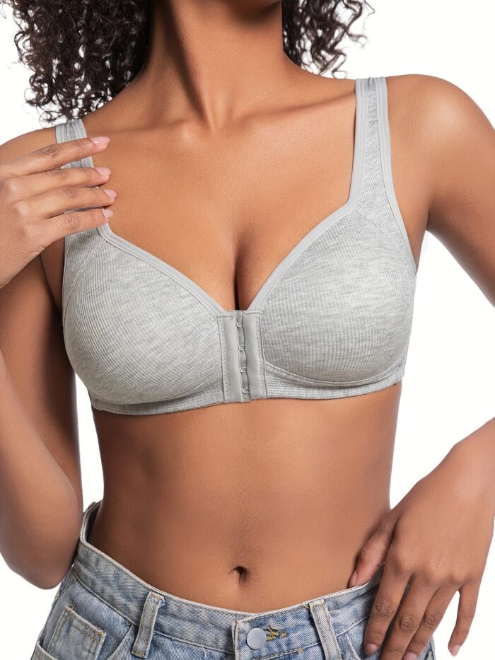 4pcs Seamless Push-Up Bras – Front Closure, Wirefree & Breathable Nylon (Beige & Black) - Image 3