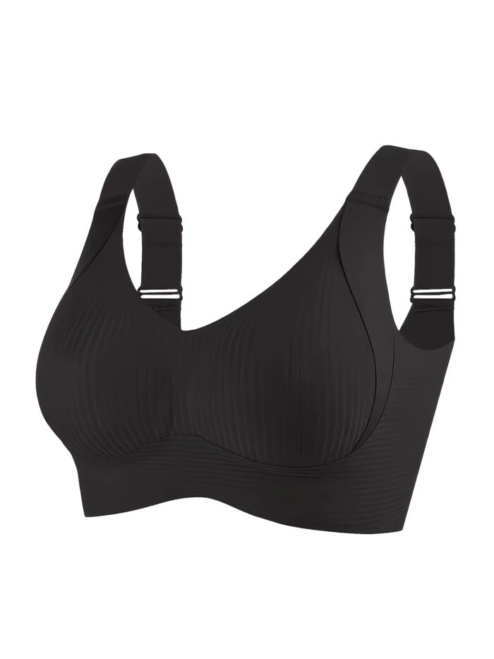 4pcs Seamless Wireless Bras – Full Coverage, Anti-Sag Lift, Ribbed Nylon (Beige/Nude) - Image 3