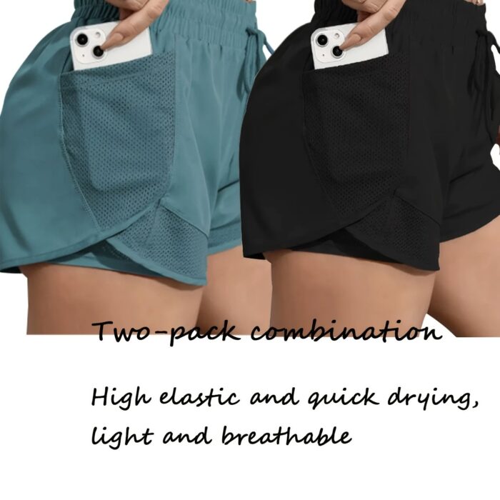 2pcs Women’s Sports Shorts Set – High-Waist, Quick-Dry & Breathable for Yoga & Running - Image 12