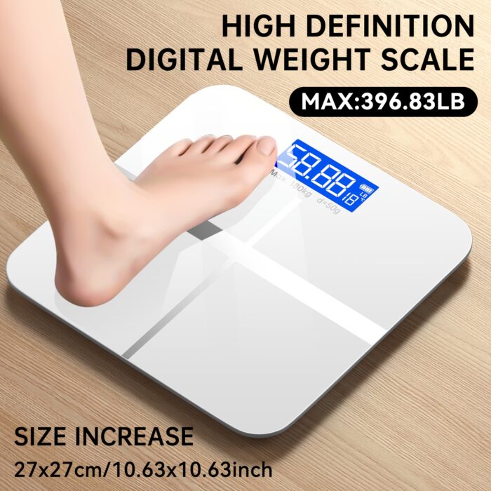 High-Precision Digital Bathroom Scale – 396lb Capacity, LCD Display, KG/LB Switchable - Image 9