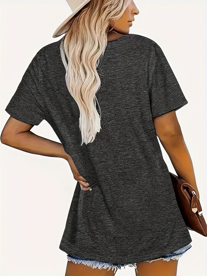 Women’s Letter Print Tee – Casual Short Sleeve Crew Neck T-Shirt for Everyday Style - Image 2