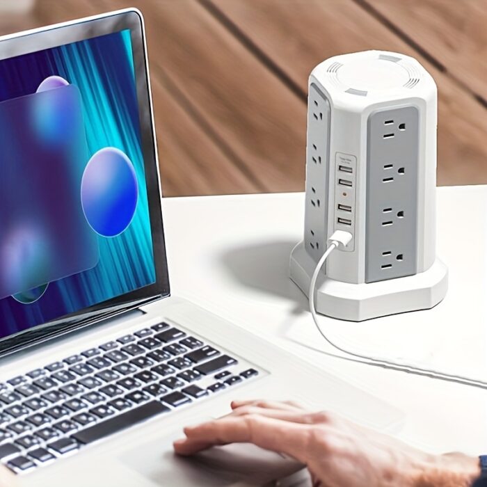 Power Strip Tower with USB C – 16 AC Outlets, 5 USB Ports, Flat Plug Surge Protector - Image 10