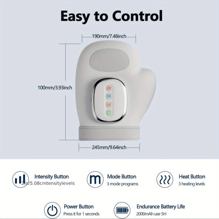 Hand Massager with Heat & Compression – 3 Modes, 4 Temps, Finger & Palm Relief - Image 2