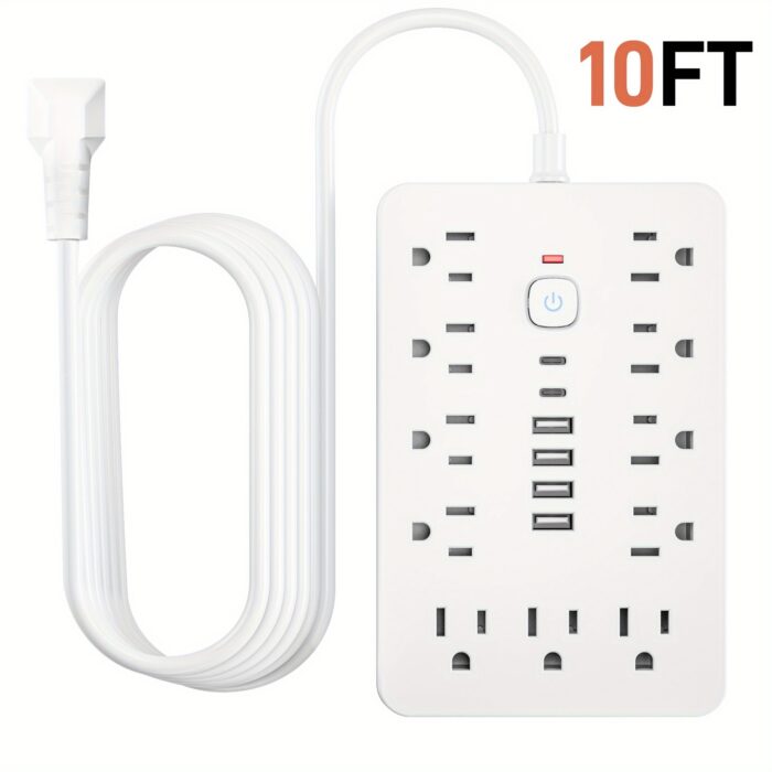 17-in-1 Surge Protector Power Strip – 11 AC, 4 USB, 2 Type-C, Flat Plug Design - Image 5