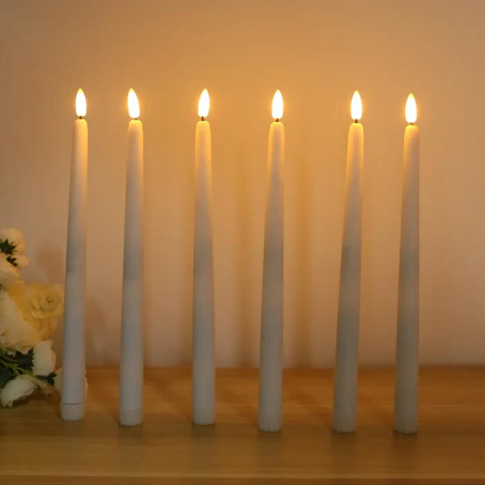 11" Flickering Flameless Taper Candles with Remote & Timer - 6/12 Pack, Battery Operated for Weddings & Parties - Image 2