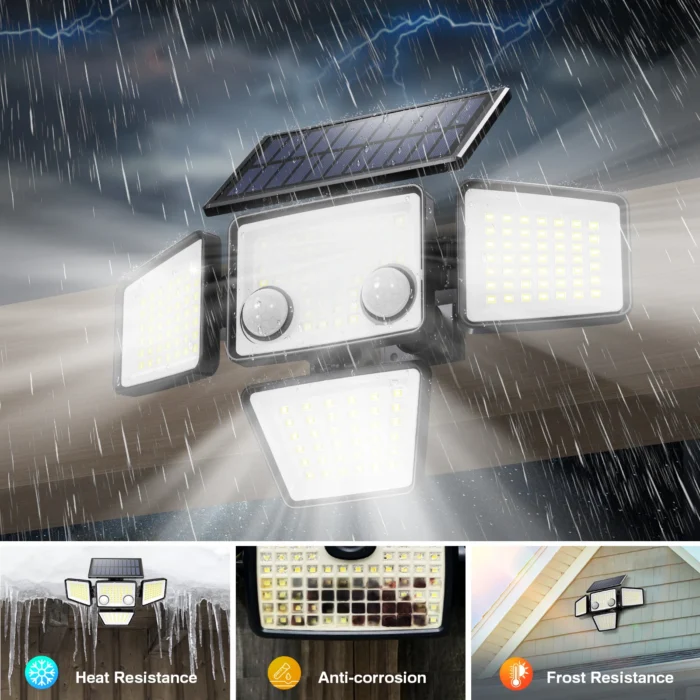 Solar Outdoor Lights - 3000LM 188 LED Motion Sensor Lights Solar Flood Security Lights for Backyard Yard Patio - Image 2