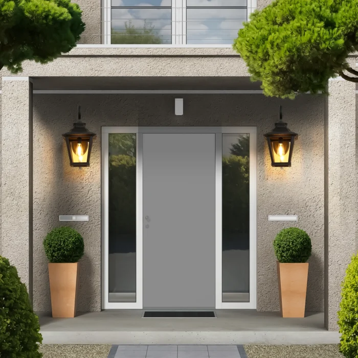 FAISHILAN Outdoor Wall Lantern – Vintage Black Aluminum with Clear Glass, Waterproof Porch Light - Image 3