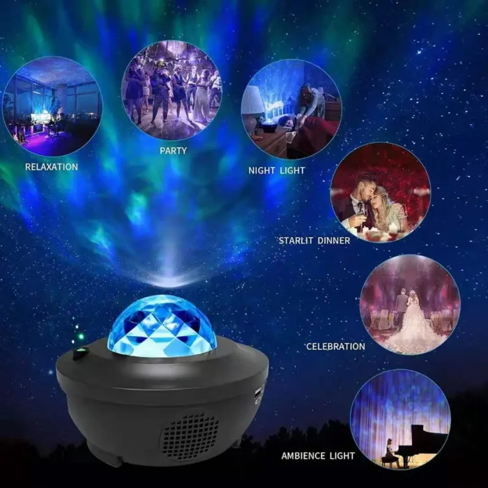 LED Starry Galaxy Projector – USB Bluetooth Night Light & Music Player for Kids - Image 2