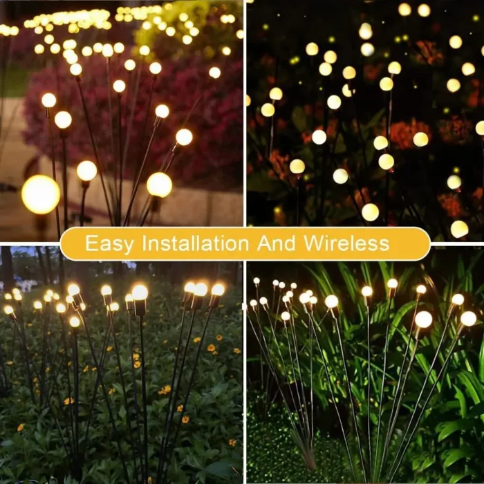 2-Pack Firefly Solar Garden Lights – 16 LED Waterproof Swaying Lights for Patio & Pathway - Image 4