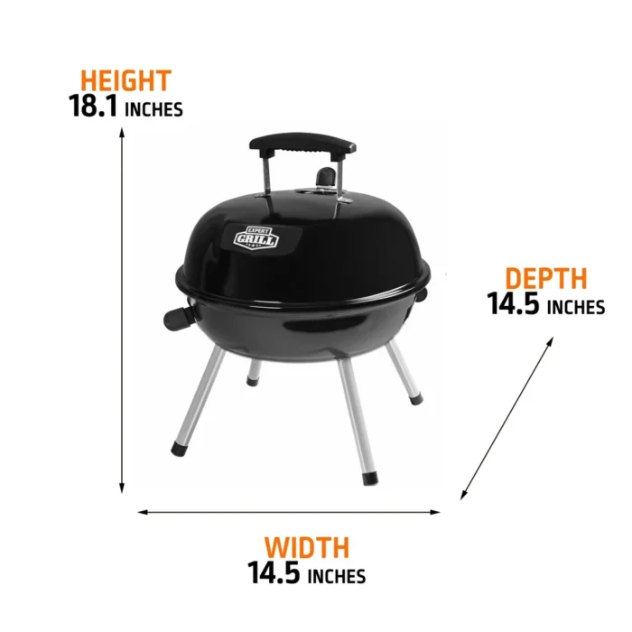 14.5" Portable Charcoal Grill - Tabletop Dome Design with Adjustable Vents for Camping & Picnics - Image 4