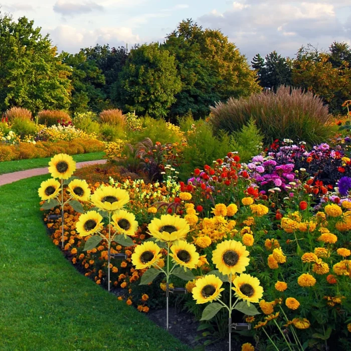 2-Pack 3-Head Solar Garden Lights – Waterproof IP65 with Realistic Sunflower Design - Image 6