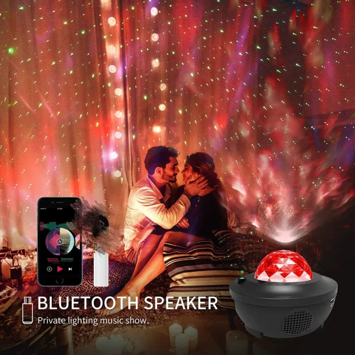 LED Starry Galaxy Projector – USB Bluetooth Night Light & Music Player for Kids - Image 3