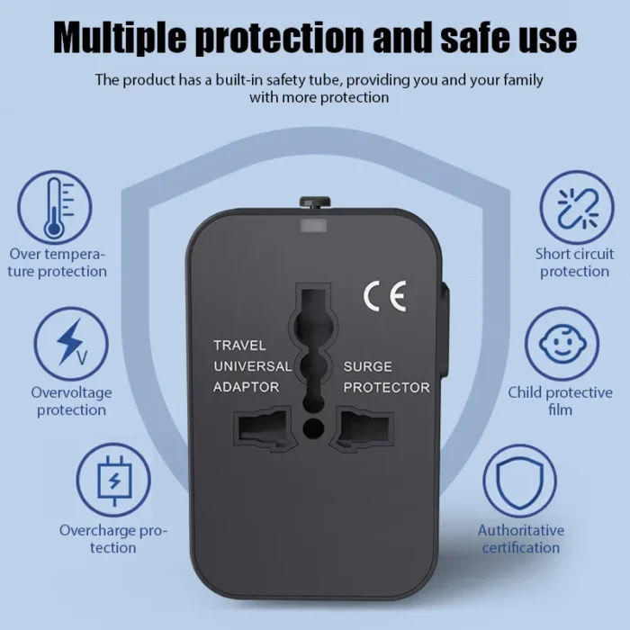 All-in-One International Travel Adapter – 2 USB Ports, Universal Plug for US/EU/UK/AU - Image 4