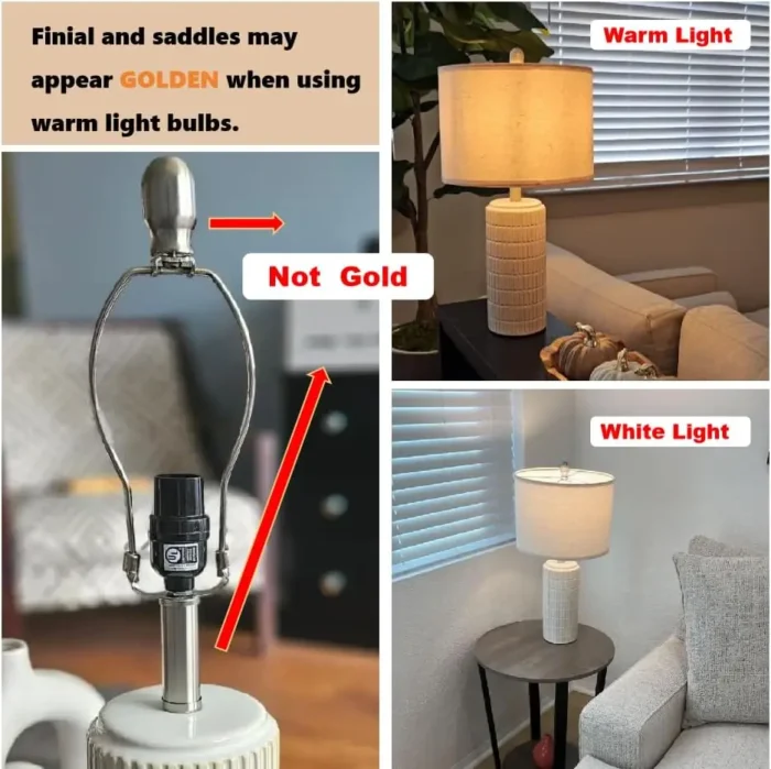 Set of 2 White Ceramic Table Lamps – Farmhouse Bedside & Living Room Desk Lighting - Image 2