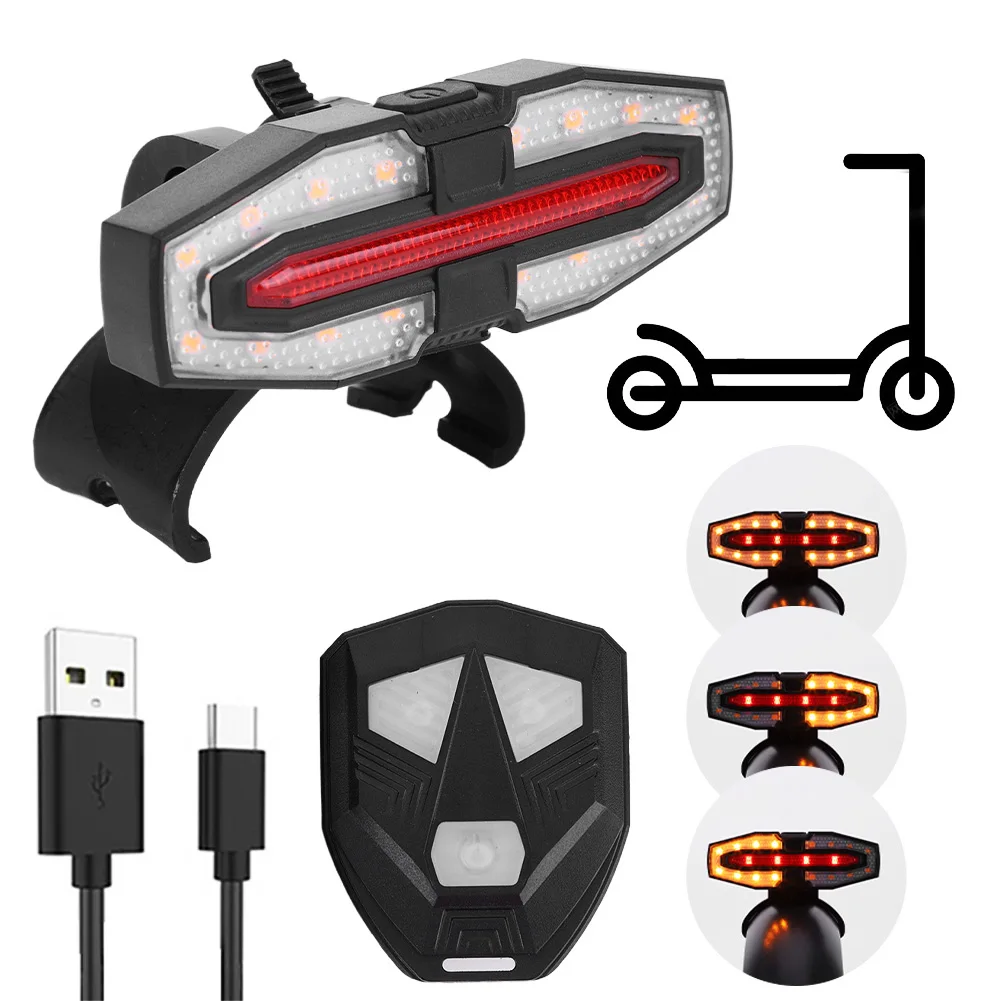 USB Rechargeable E-Scooter Tail Light – LED Warning Lamp with Remote, Waterproof for Xiaomi