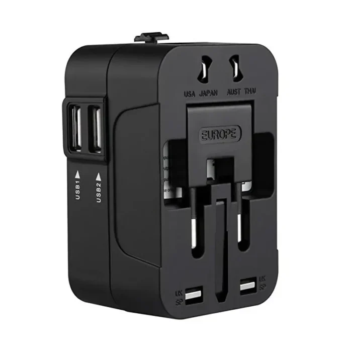 All-in-One International Travel Adapter – 2 USB Ports, Universal Plug for US/EU/UK/AU - Image 7