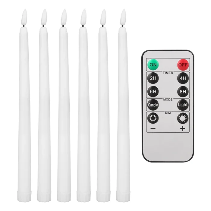 11" Flickering Flameless Taper Candles with Remote & Timer - 6/12 Pack, Battery Operated for Weddings & Parties - Image 9