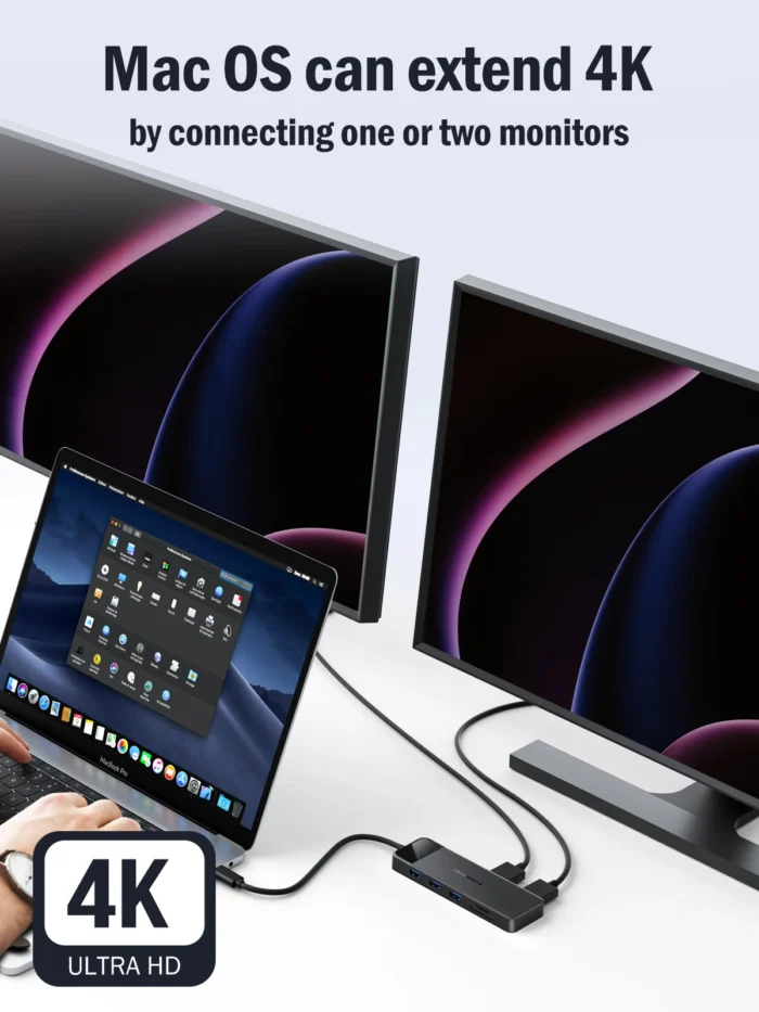 Lemorele USB-C Hub – 10-Port Docking Station with Dual 4K HDMI, VGA, USB 3.0, PD100W, SD Reader - Image 5