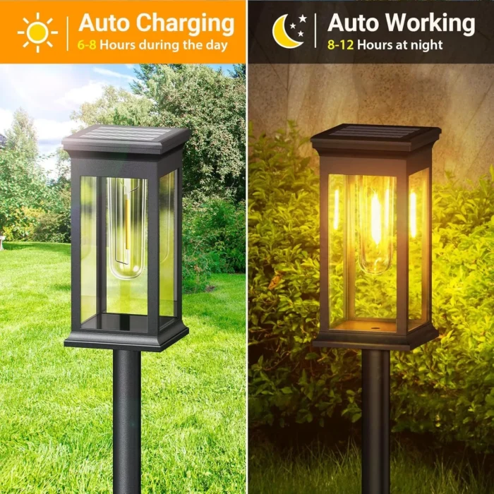 4 PCS Solar Pathway Lights – Waterproof Bright Solar Lamps for Yard, Garden & Walkway - Image 4