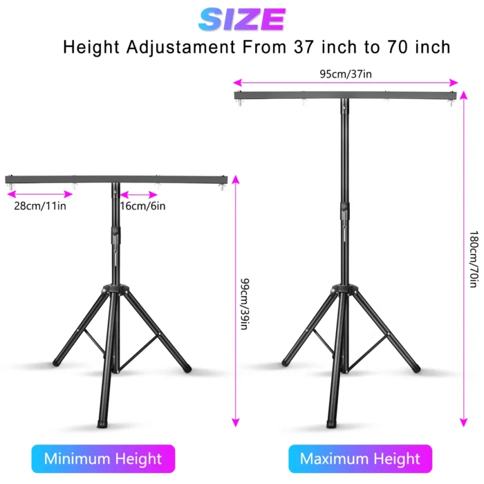 Yiflamefly T-Stand Tripod – Adjustable LED Par Light Bracket for Stage Lighting - Image 6