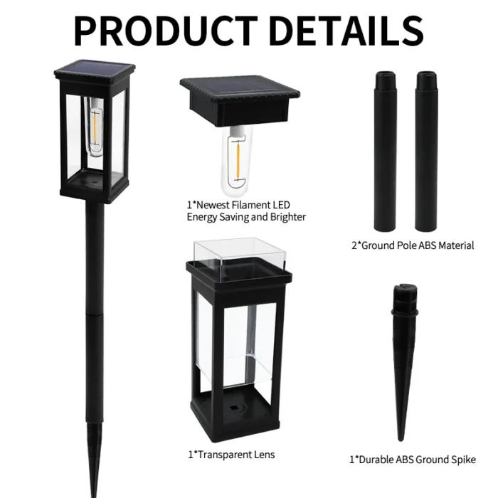 Retro Solar Pathway Warm Lights – Waterproof Outdoor Solar Powered Garden & Walkway Lighting - Image 6