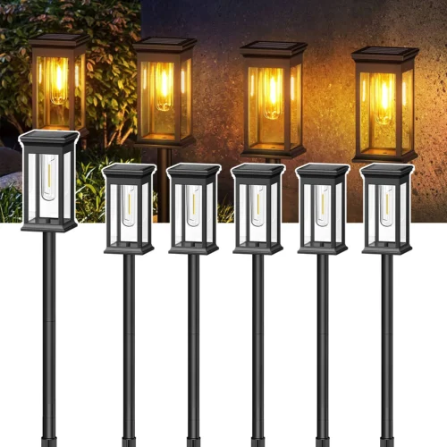 6 Pack Upgraded Solar Lights – 2700K Warm White, Super Bright 12H for Yard & Garden Walkway