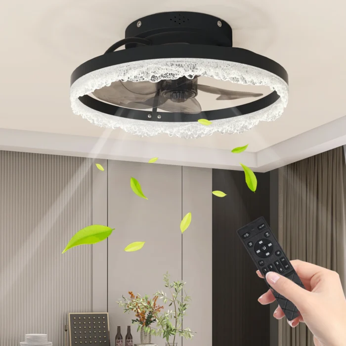 16" Smart Silent Ceiling Fan with Light – Flush Mount LED Fan with Hidden Blades & Natural Airflow - Image 2