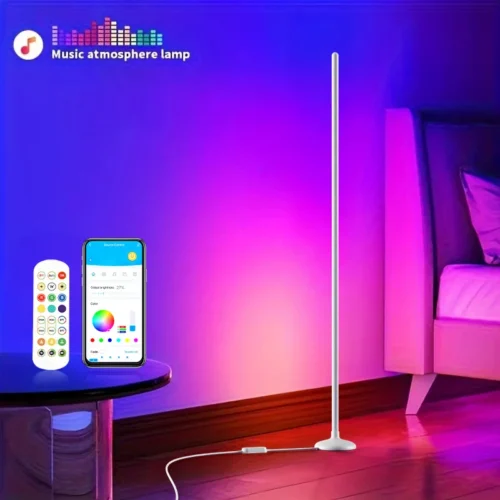 1 Pack Elegant White Corner Floor Lamp – RGB Color Changing with App & Remote Control