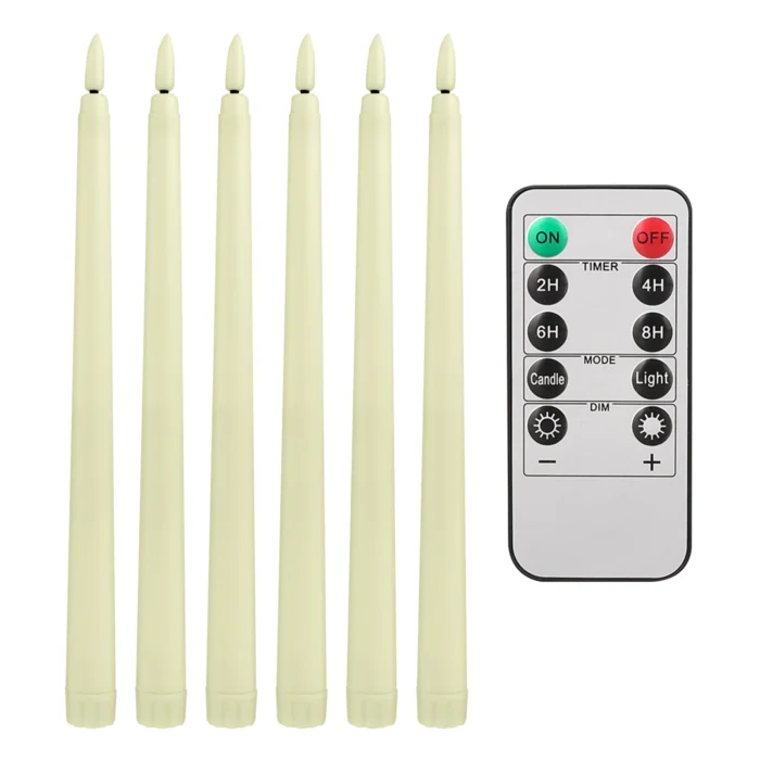11" Flickering Flameless Taper Candles with Remote & Timer - 6/12 Pack, Battery Operated for Weddings & Parties - Image 8