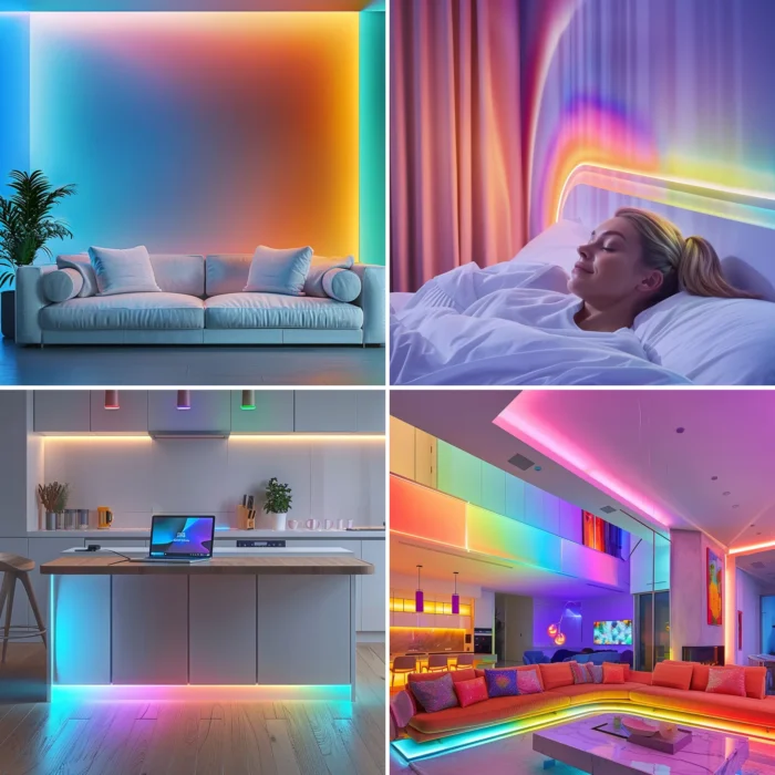 200ft Smart LED Light Strip – RGB Color-Changing with Music Sync & Built-In Microphone (2×100ft) - Image 5