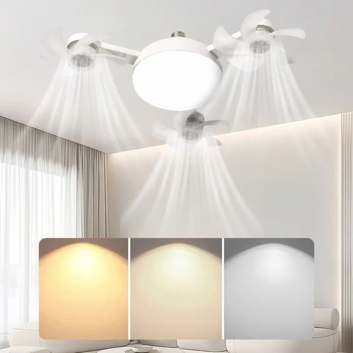 Drone Fan with LED Light – Remote Control Silent Ceiling Fan, E27 Universal Dimming - Image 3