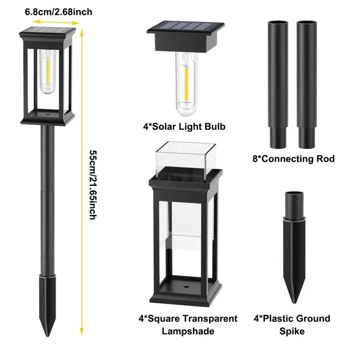 4 PCS Solar Pathway Lights – Waterproof Bright Solar Lamps for Yard, Garden & Walkway - Image 6