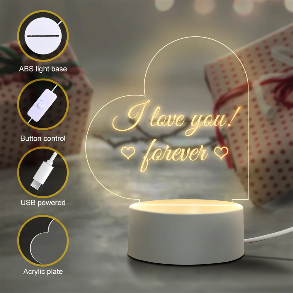 Creative LED Message Board Night Light – USB Powered with Pen, Gift for Kids & Girlfriend - Image 3