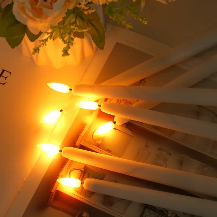 11" Flickering Flameless Taper Candles with Remote & Timer - 6/12 Pack, Battery Operated for Weddings & Parties - Image 6