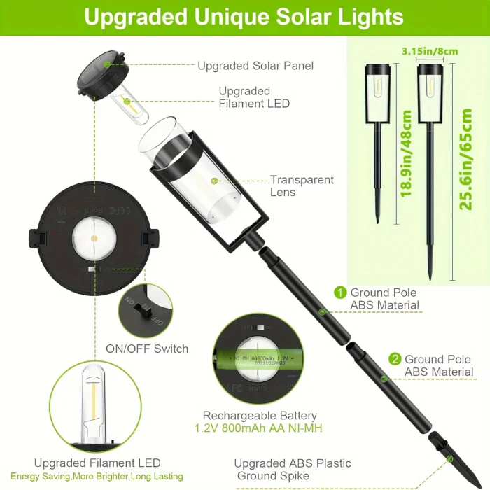 6/12-Pack Solar Pathway Lights – Auto On/Off Outdoor Landscape Lighting - Image 3