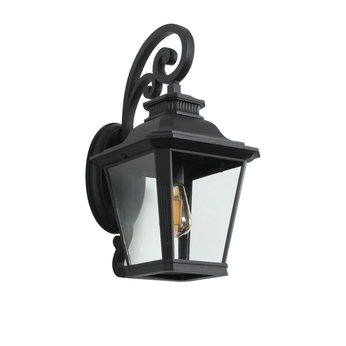 FAISHILAN Outdoor Wall Lantern – Vintage Black Aluminum with Clear Glass, Waterproof Porch Light - Image 6
