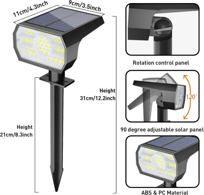 Swiatla 56 LED Solar Lights – IP68 Waterproof Outdoor Spotlights with 3 Modes - Image 5