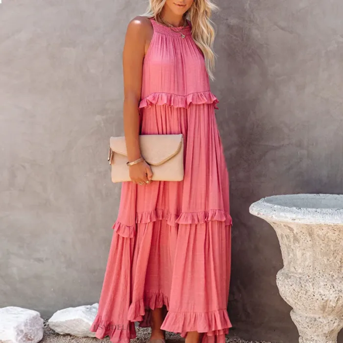 Women’s Elegant Ruffle Maxi Dress – Sleeveless Summer Beach Sundress - Image 24